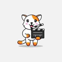 Cute cat carrying a clapperboard vector