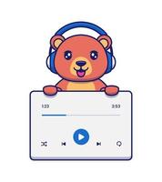 Cute bear with music user interface vector