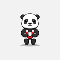 Cute panda carrying a magnet vector