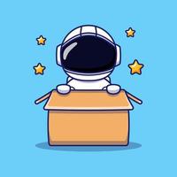 Cute astronaut in the box vector