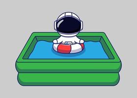 Cute astronaut swimming in summer vector