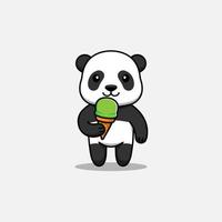 Cute panda eating ice cream vector