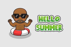 Black guy with hello summer banner vector