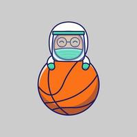 Cute doctor hugging basket ball vector