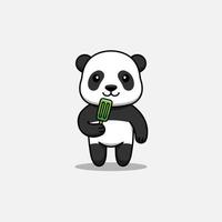 lindo panda comiendo helado vector