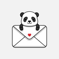 Cute panda hugging big envelope vector
