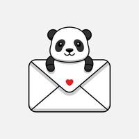 Cute panda hugging big envelope vector