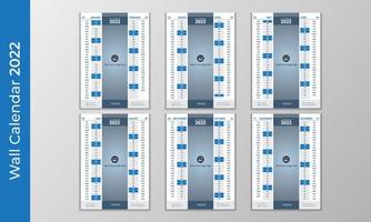 2022 Blue elegant multipage wall calendar design with vertical month vector