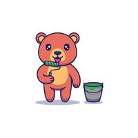 Cute bear with paint tool vector