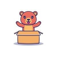 Cute bear in a cardboard vector