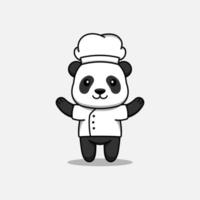 lindo panda con uniforme de chef vector