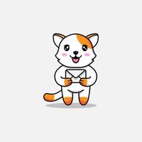 Cute cat carrying an envelope vector