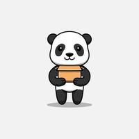 lindo panda llevando un cartón vector