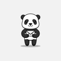 Cute panda carrying a letter vector