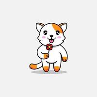 Cute cat carrying a flower vector