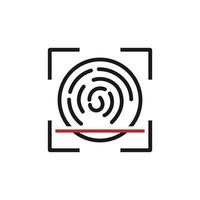 Fingerprint Scanning Identification System. Flat Design Vector Icon