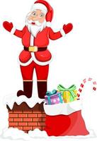 Cartoon funny Santa Claus in chimney. Christmas and New Year vector