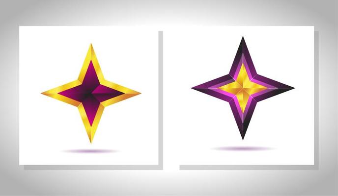 Vector set of realistic metallic golden stars isolated on white background. Christmas Glossy yellow 3D trophy star icon. Symbol of leadership.