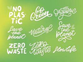 Concept Zero Waste handwritten text title sign. Vector illustration.