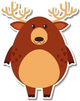 Chubby deer animal cartoon sticker vector