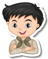 Boy in safari costume cartoon character sticker vector