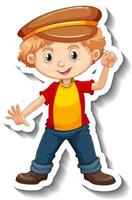 chico lindo lleva personaje de dibujos animados de gorra vector