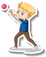 un niño tirando pelota personaje de dibujos animados vector