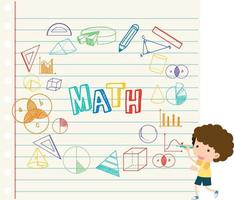 Doodle math formula on notebook page vector