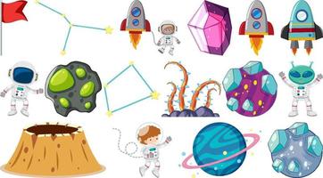 Set of isolated fantasy space game objects and elements vector