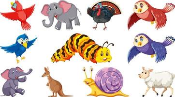 Set of isolated different animals vector