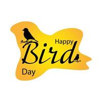 Vector illustration Happy Bird Day. Silhouette birds, text. Design elements for greeting card, poster, banner.