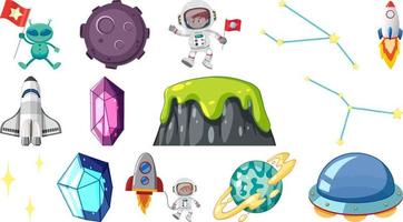 Set of isolated fantasy space objects vector