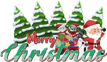 Merry Christmas text design with Santa Claus cartoon vector