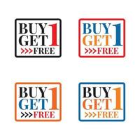 Emblem logo buy one get one buy 1 get 1 free design vector