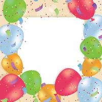 Colourful template with balloons and confetti. Blank template with balloons for Birthday party, banner, cards, advertisements, sale banner, poster. vector