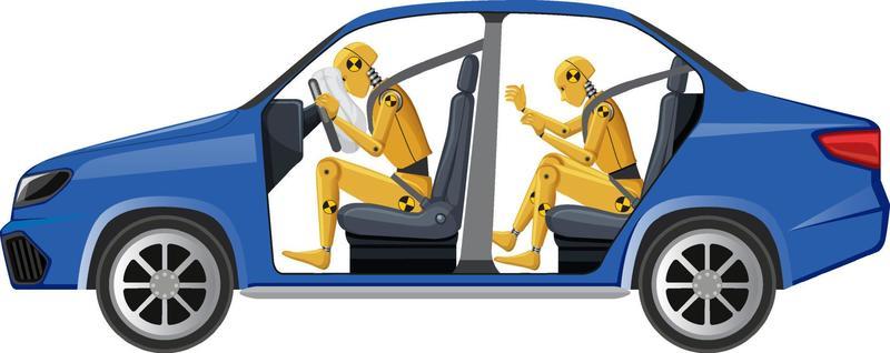 Crash test dummy in a car