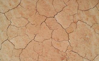 Ground cracked due to drought. Dry season causes the soil to dry and crack photo