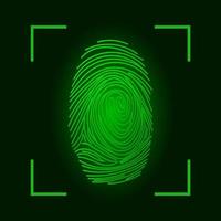 Symbol of a Fingerprint. Biometric Scan of a Thumbprint. Concept of Individual Data Protection. vector