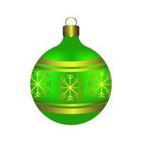 Green christmas ball with snowflakes. vector