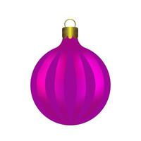 Purple Striped Christmas Ball. vector