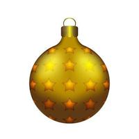 Golden christmas ball with stars. vector