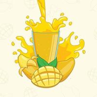 mango juice splash in glass vector. illustration of mango juice. vector