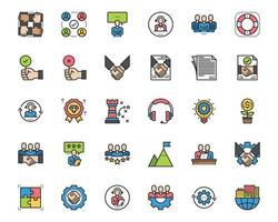 Business Solution Management Line Icons, customer, service, team ,leadership vector