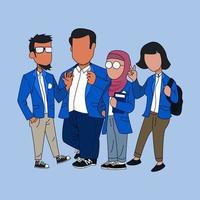 multicultural college student with blue varsity vector