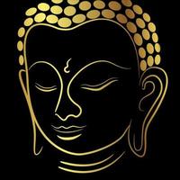 buddha with golden lineart brush isolate on black background vector