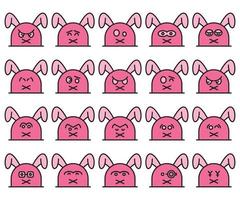 bunny character emoticons set vector