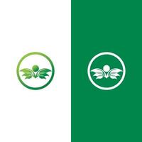 logotipos de la ecología de la hoja del árbol verde vector