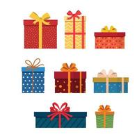 Cajas de regalo con vector de cintas y lazos