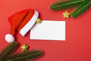 Christmas background. Flat new year mockup with blank copy of business card photo