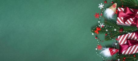 Christmas background. Flat new year mockup with copy space photo